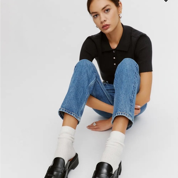 Reformation Angie Loafer Mule Black Leather - Picture 2 of 7